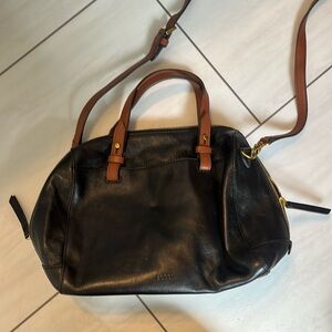 Black leather Fossil crossbody bag